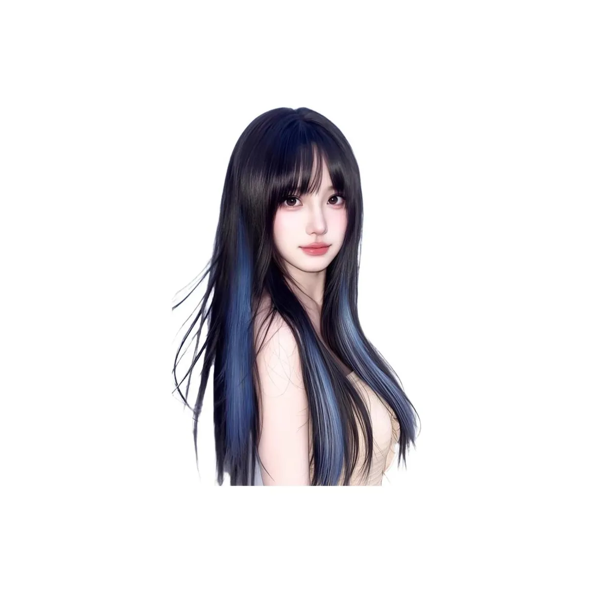 QIYEXUE Нет Wear Волосы Net Collection Топ Волосы Патч Женская Перука Градиентная Высокая Температура Пряжа Длинные Прямые Волосы