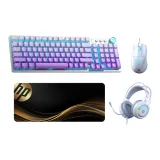 [키보드] 퍼플 화이트 + HP 게이밍 마우스 + HP 게이밍 헤드셋 + 마우스 패드