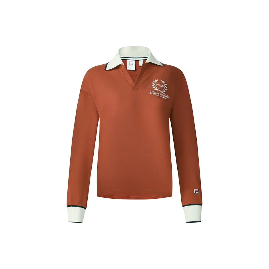 FILA Теннис Пуловер Толстовка Женские ОСЕНЬ Солнце Сухой Красно-коричневый