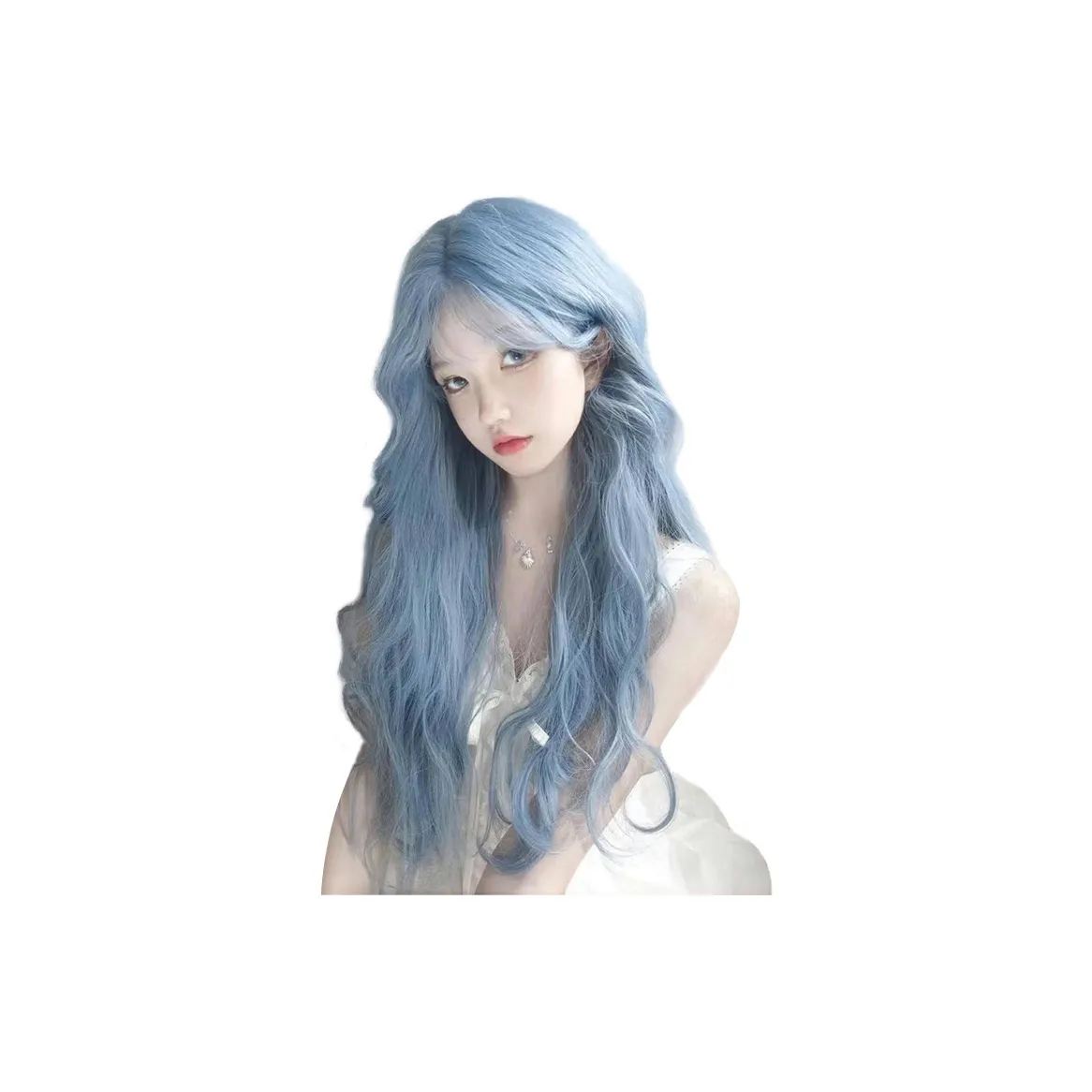 YOUXI Морская соль Мороженое Женские Перука Лолита Боковая разделенная Рябь Длинные волосы