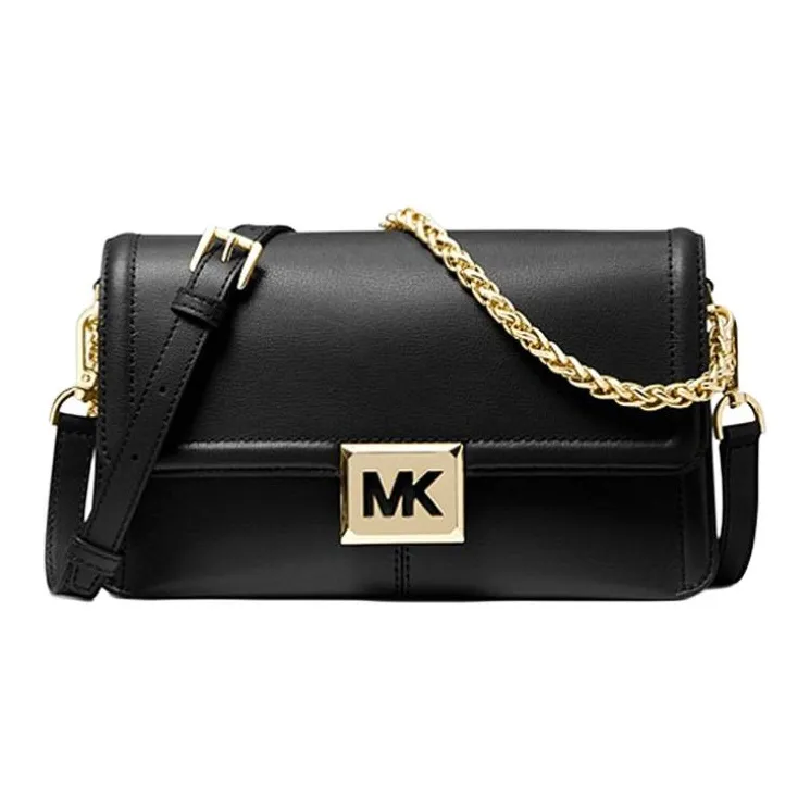 MICHAEL KORS Sonia Leather Shoulder Bag, Crossbody Bag Medium Size Women's Pure Black