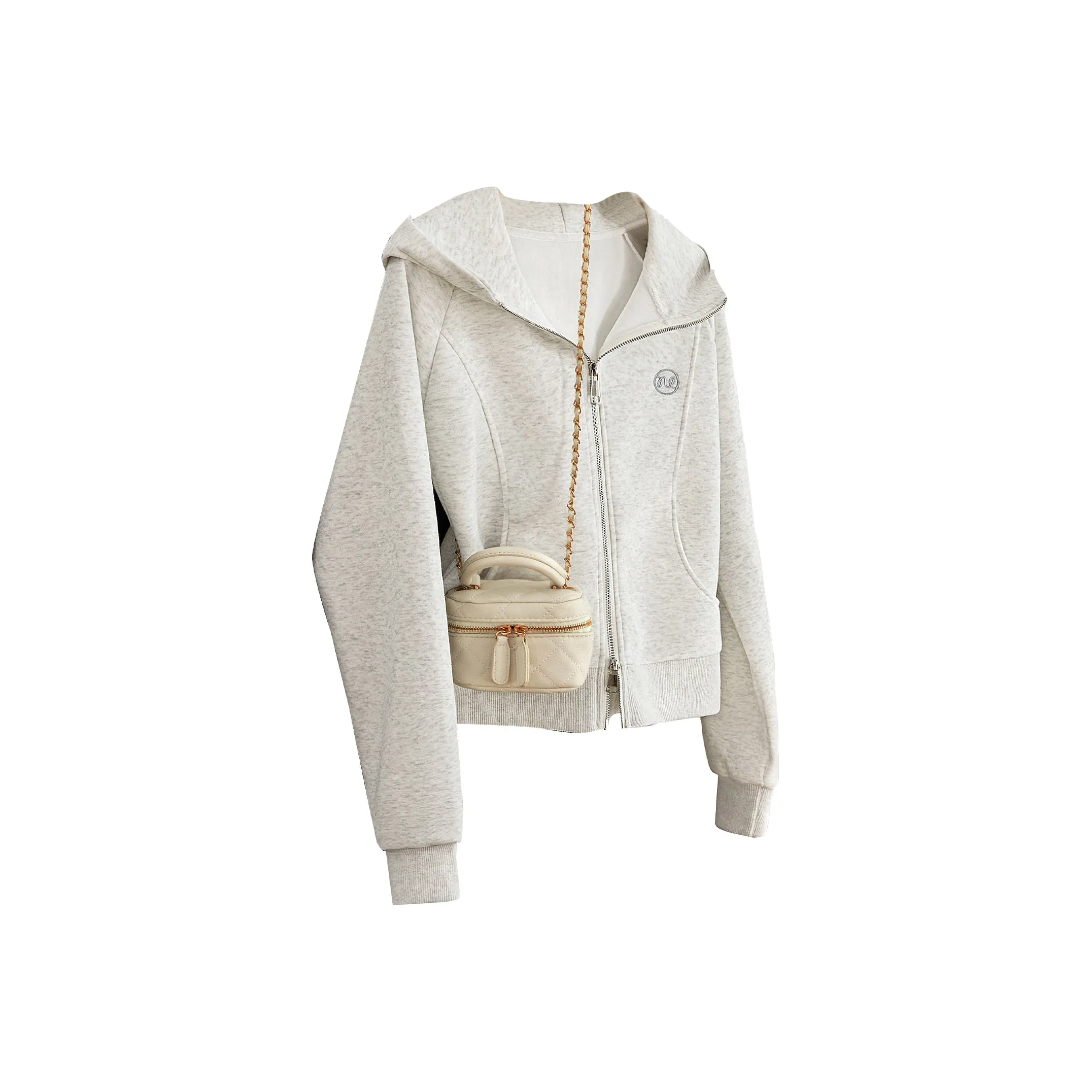 TOUCH Серый Белый Женское Короткое Пальто