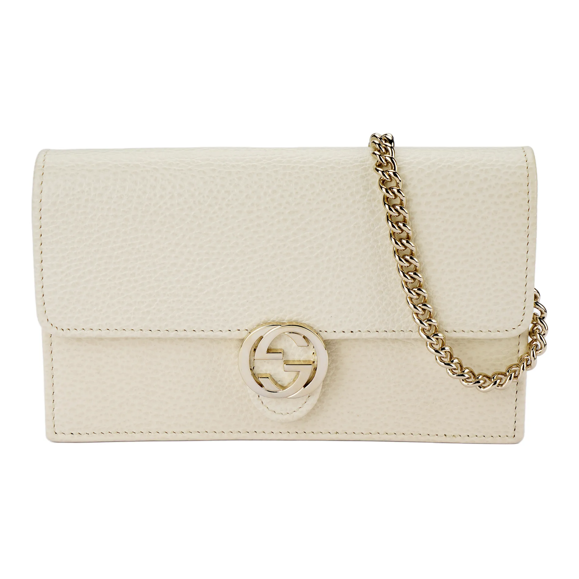GUCCI Interlocking GG Chain Crossbody Bag White