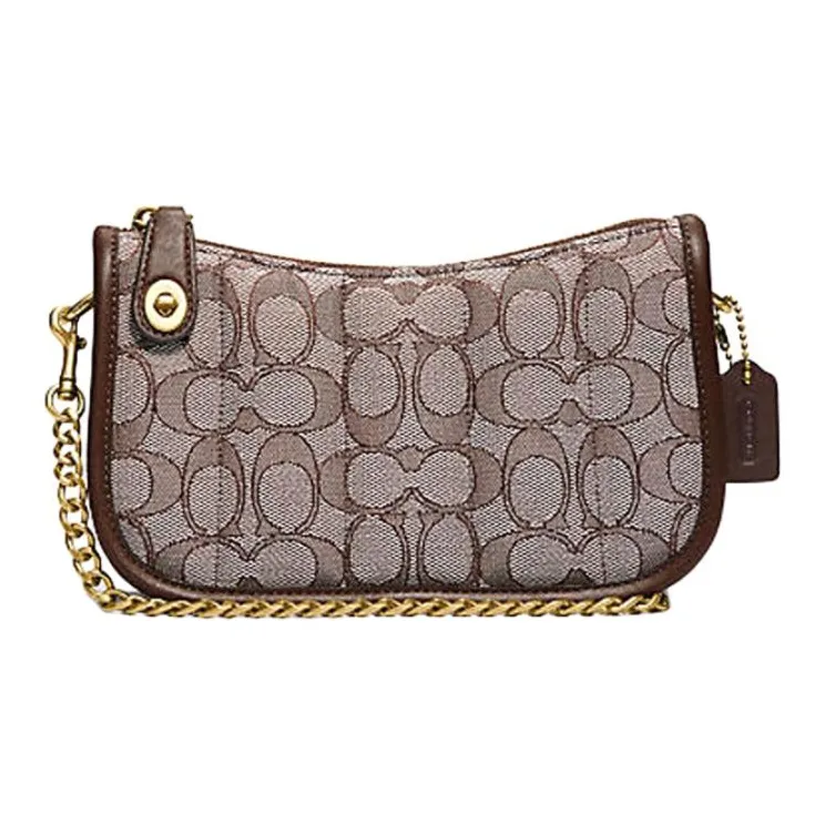 COACH Canvas With Leather Pochette, Shoulder Bag Trumpets Women's Brown
