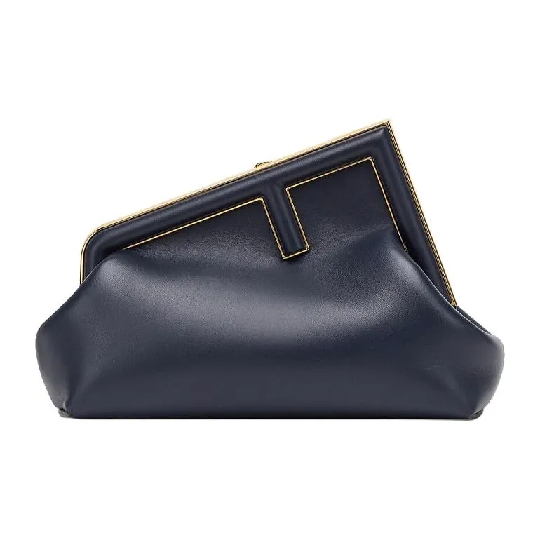FENDI First Lambskin Handheld Shoulder Bag, Crossbody Bag Women's Dark Blue