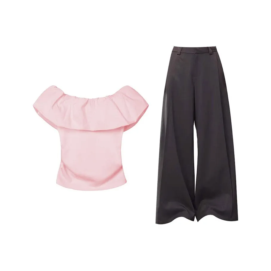 MARIE·COCO Розовый топ + штаны, женские, повседневные костюмы