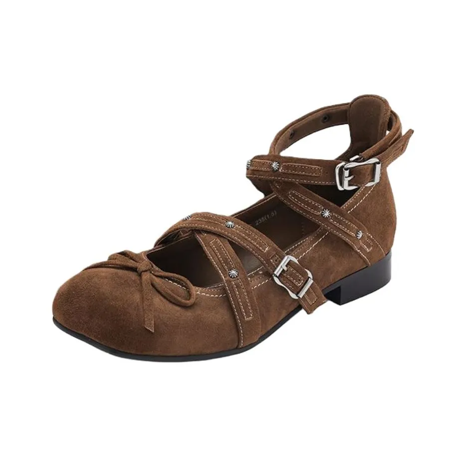 SUGARSU Грубый каблук Мэри Джейн Туфли 3,5 см Женские Коричневый