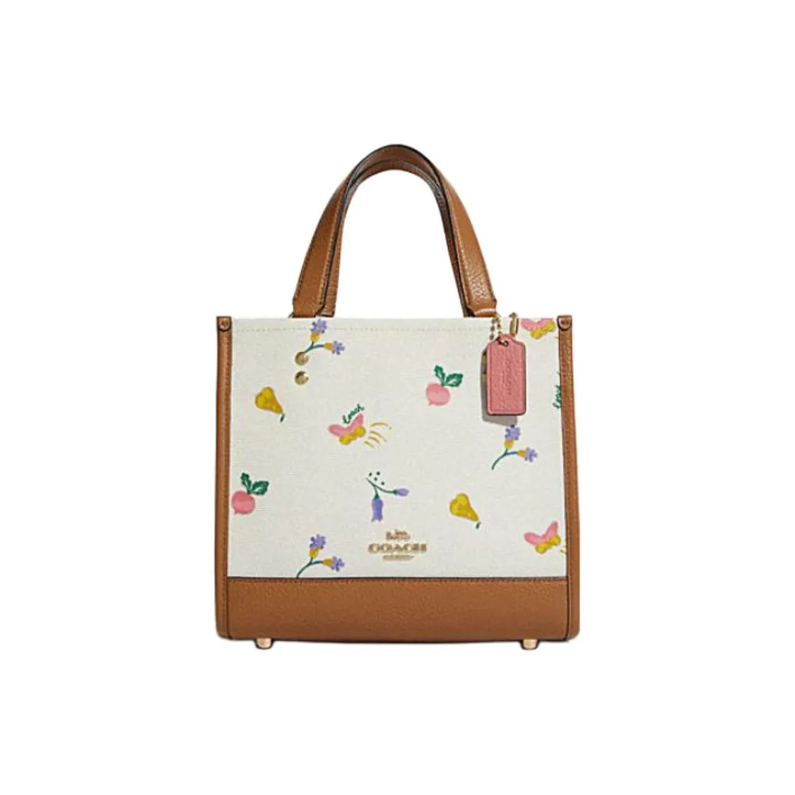 COACH Dempsey Ткань с коровьей кожей Тоут Сумка Сумка для покупок Сумка через плечо Сумка Маленькая Женская Коричневая