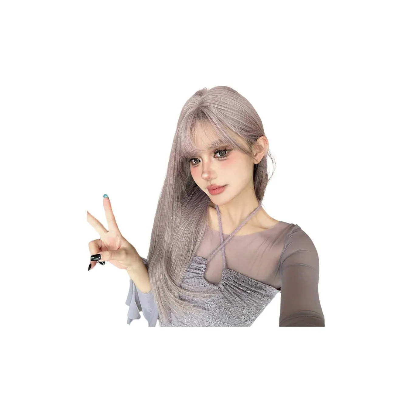 YOSEE Абсолютно фиолетовый Парики С воздушными челками Длинные прямые волосы