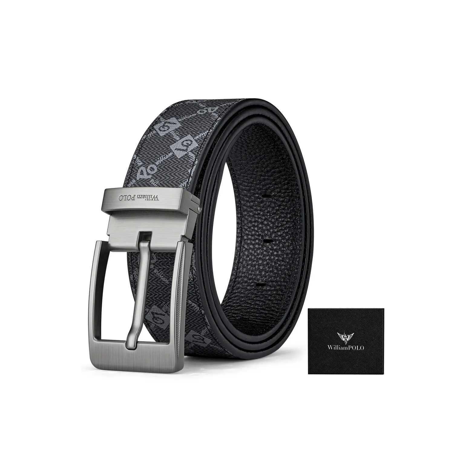 WilliamPOLO Ремни из ПВХ Коровьей Кожи Мужские Серебряные Ширина 3,5 см