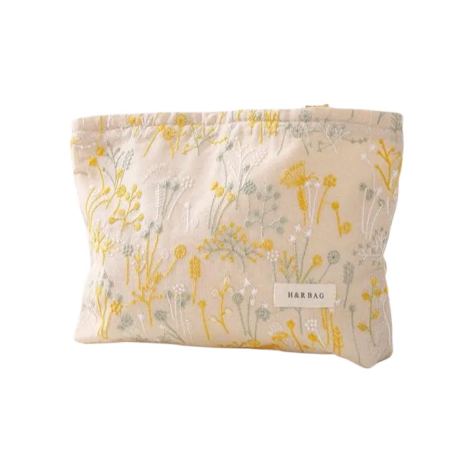 OMGD Джут Хлопок Растение Вышивка Косметичка Ручная Портативная Цвет холста Портативное Хранение Пылеустойчивый