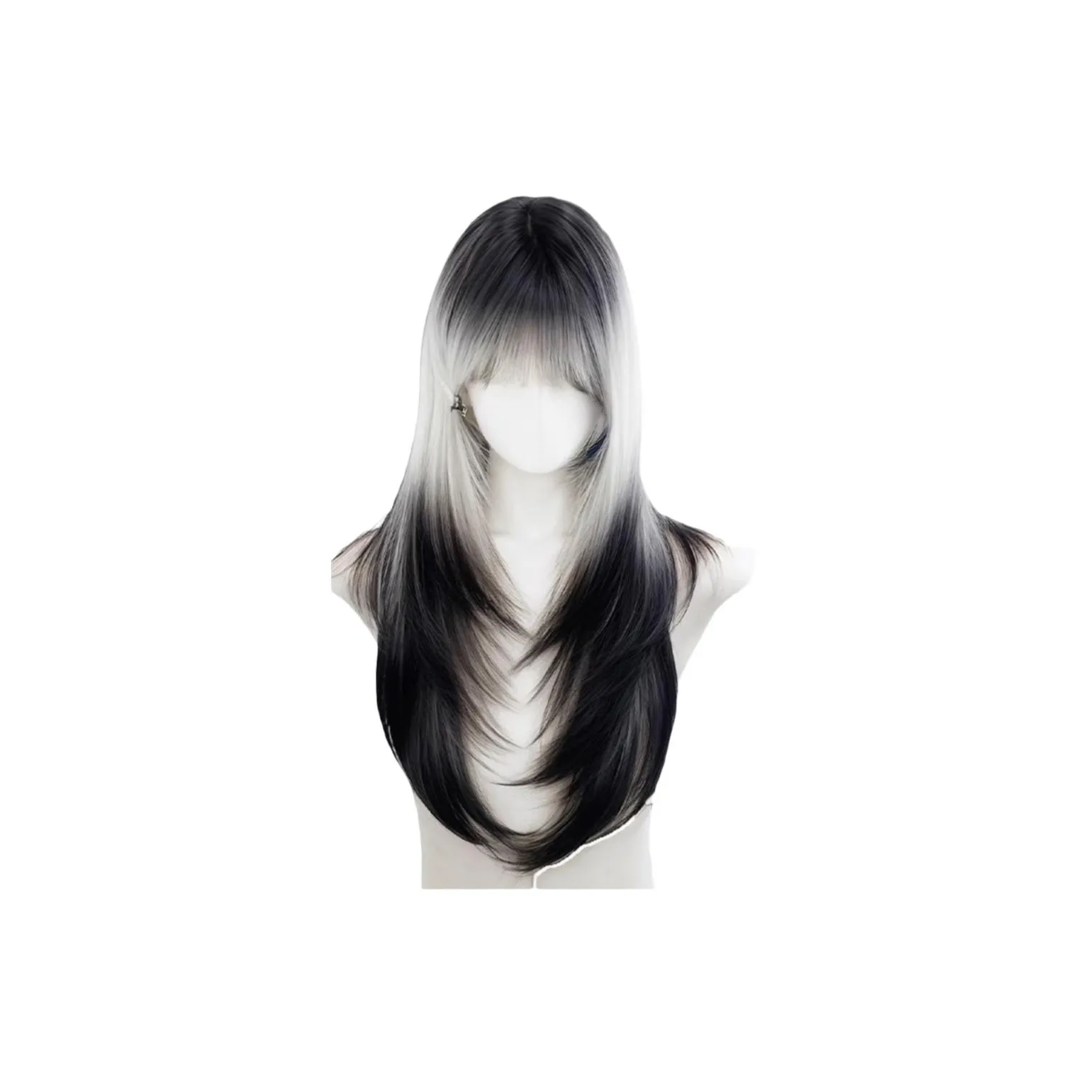MUNINGFEI Meteorite Sirius Черный Белый Градиентный Перука Женская Отделение Топ Краситель Высокая Температура Пряжа Длинные Прямые Волосы