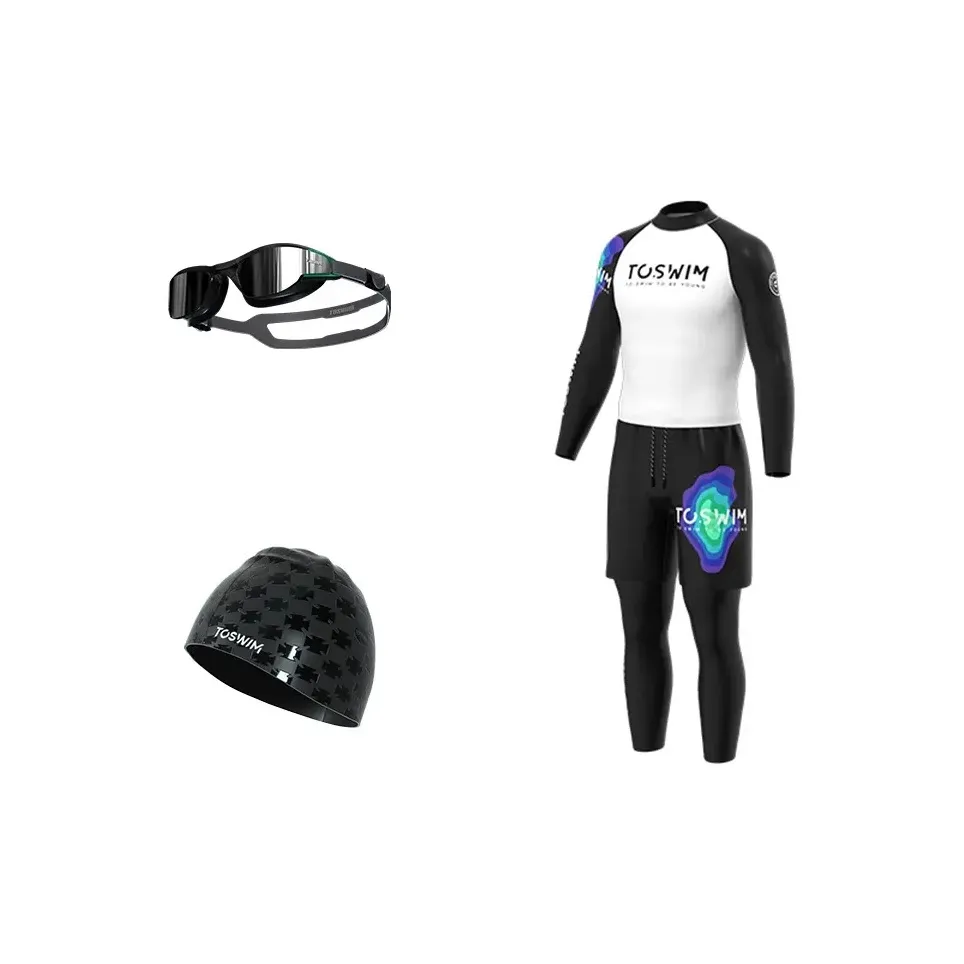 TOSWIM Men'swim Set God Of Five Piece Set Men's Iridescent Lightning