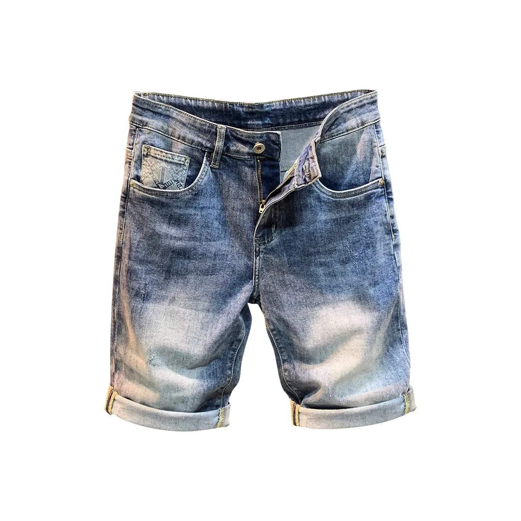 KAIZZGAO Blue Men's Denim Shorts KAIZZGAO Синий Мужские Джинсовые Шорты