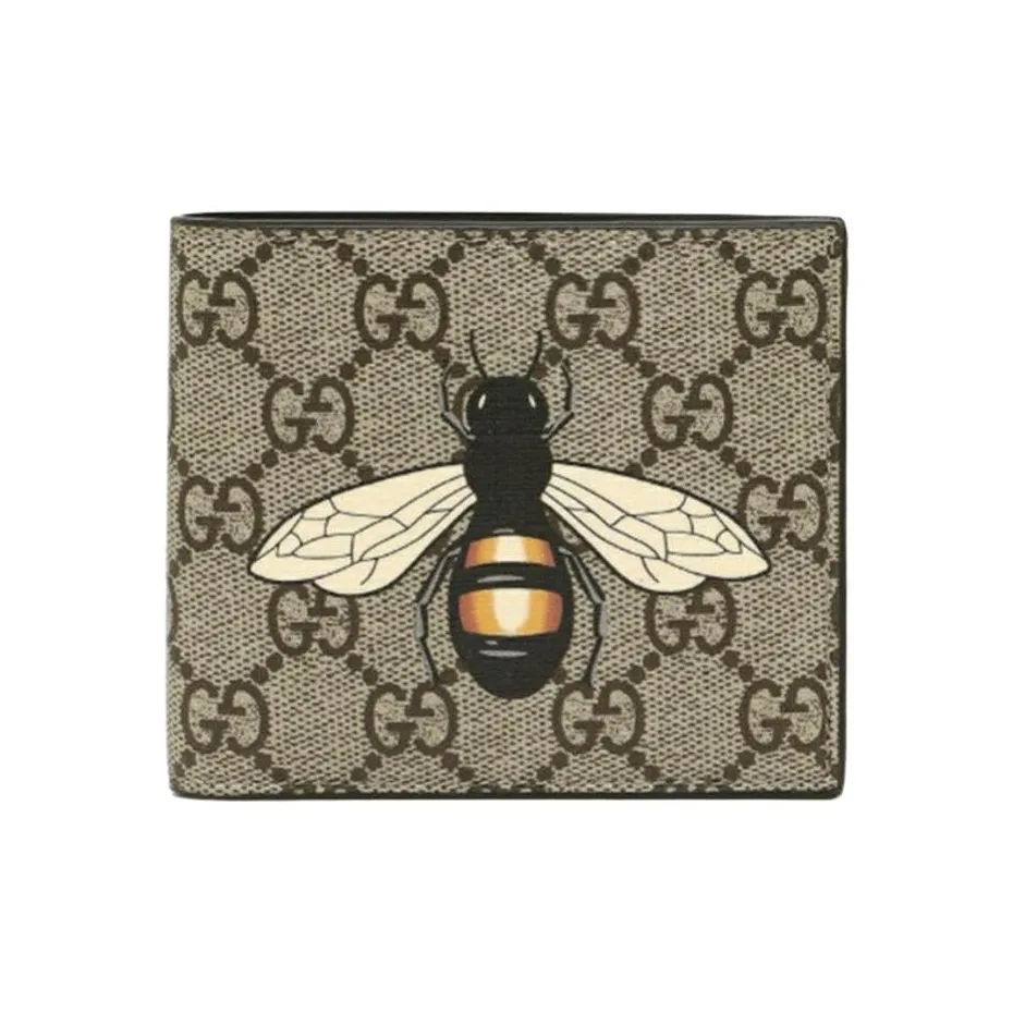 GUCCI Canvas With Leather Wallet Men's Ebony
