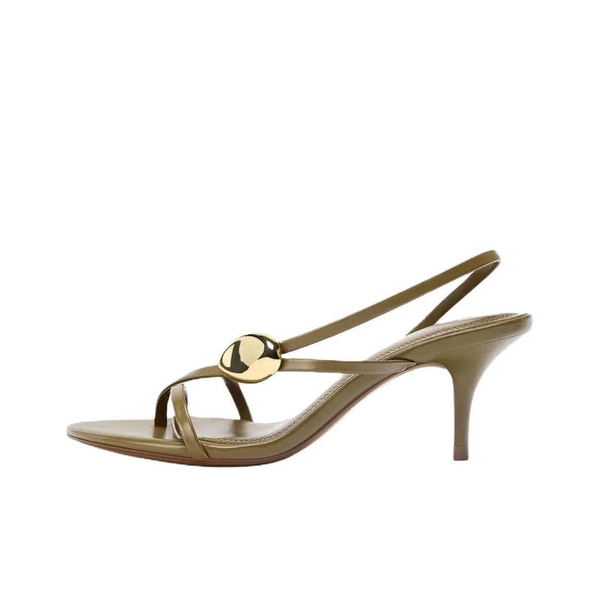 ZARA One Sandals Strap 7cm Women's Khaki Green ZARA One Сандалии Ремешок 7 см Женские Хаки Зеленый