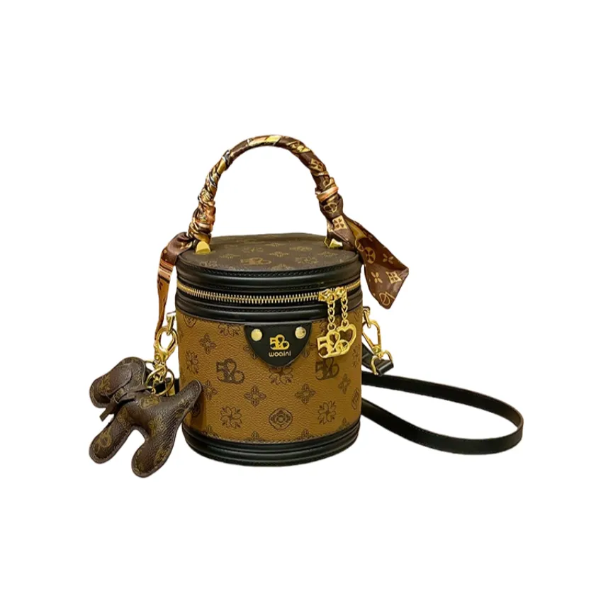 OUBOTE Натуральная кожа Удача Ведрообразная сумка Женская Коричневая