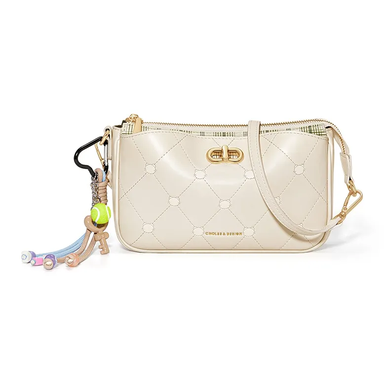 CNOLES Сумка через плечо из синтетической кожи стандартная женская кремово-белая черная Soak