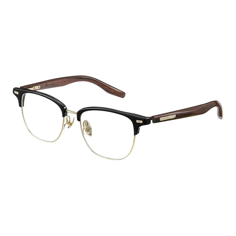 MUJOSH Пластина And Металл Деревянный+Титан Оправа «брови» Оправы для очков Унисекс