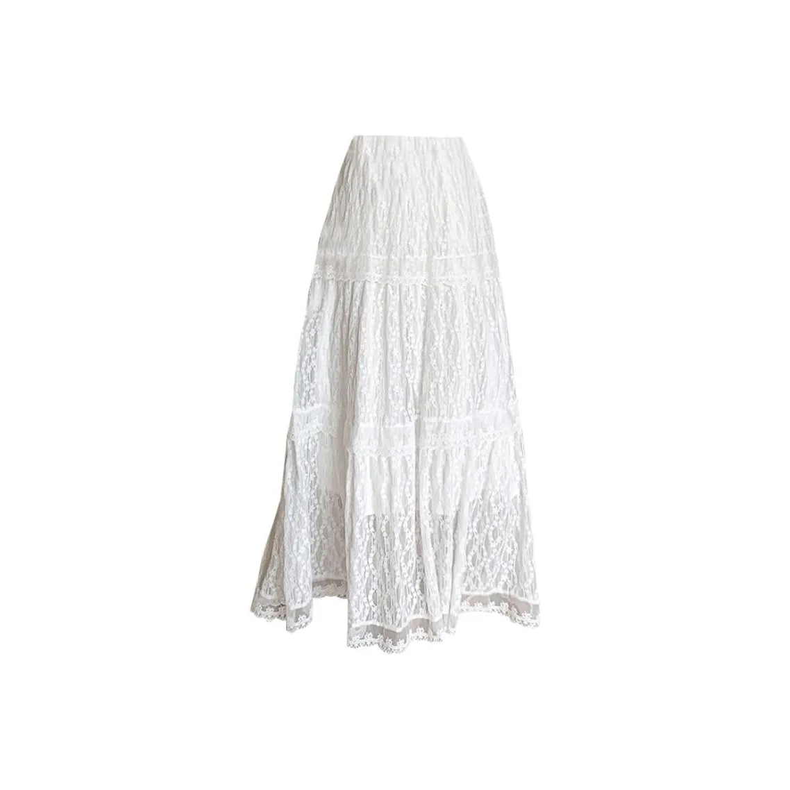 ETSE Белый Кружево Юбка Женские Повседневные Длинные Юбки