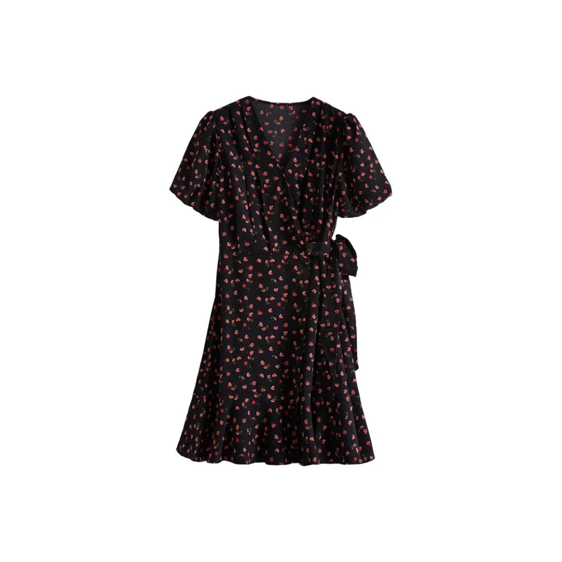 SLLSKY Современный черный женский короткий рукав платье