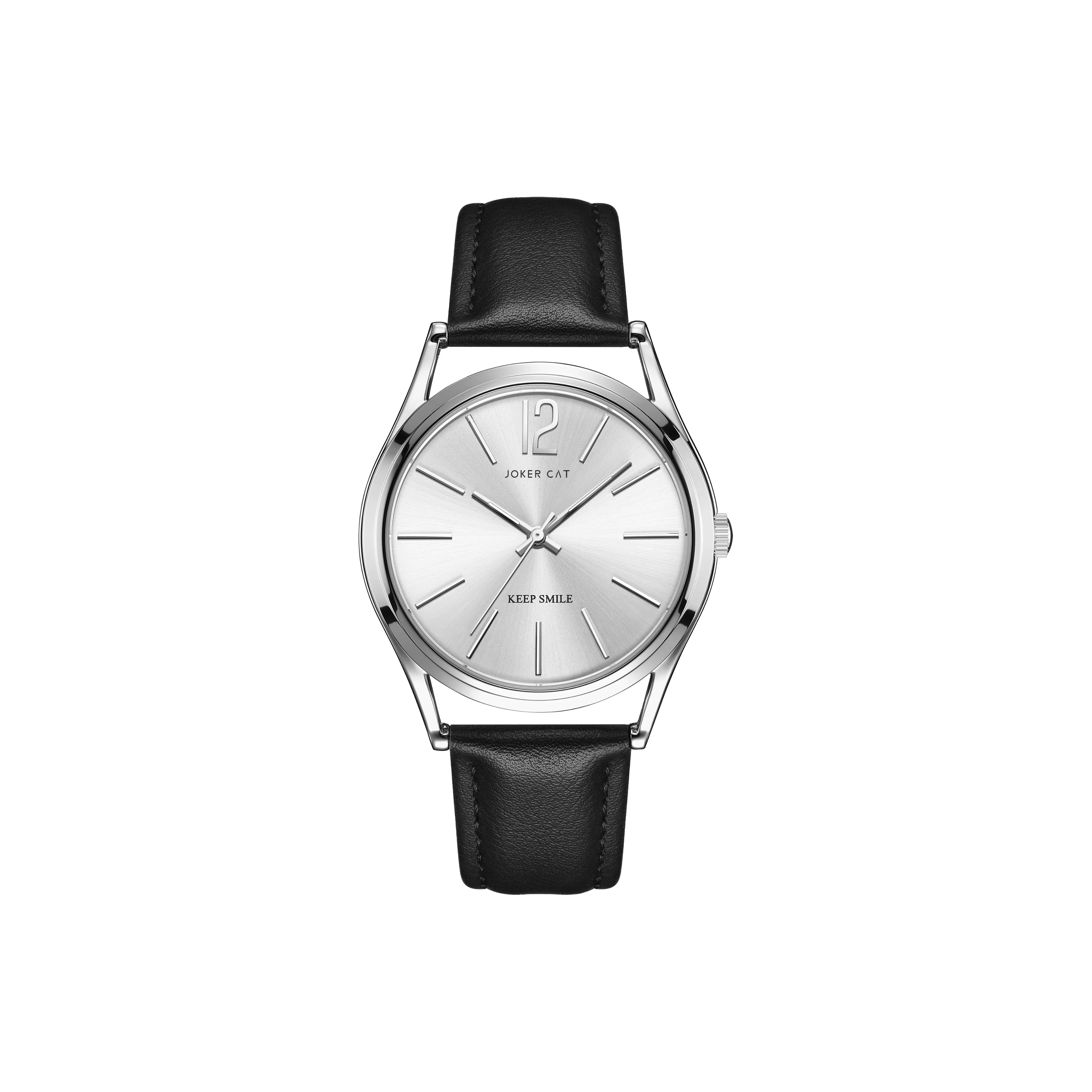 JOKER CAT Кварцевый механизм ремень из натуральной кожи унисекс белый циферблат