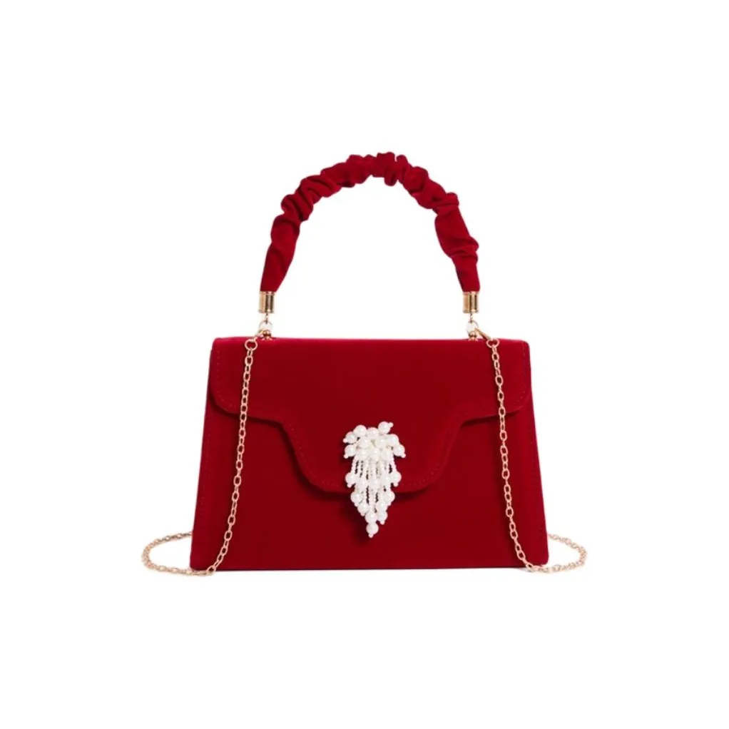 SMILE FOCUS Велюр Сумка через плечо Сумка Маленькая Женская Красная