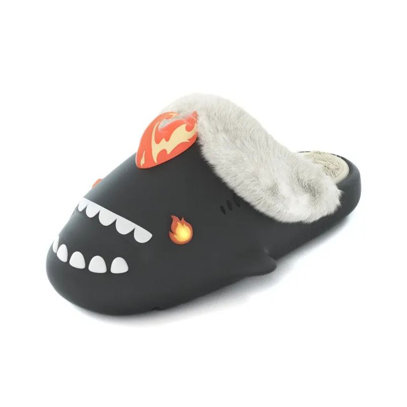 HelloSlippers Shark Winter Sharkicks Winter Пламя Монстр Домашние тапочки Открыто Каблук Унисекс