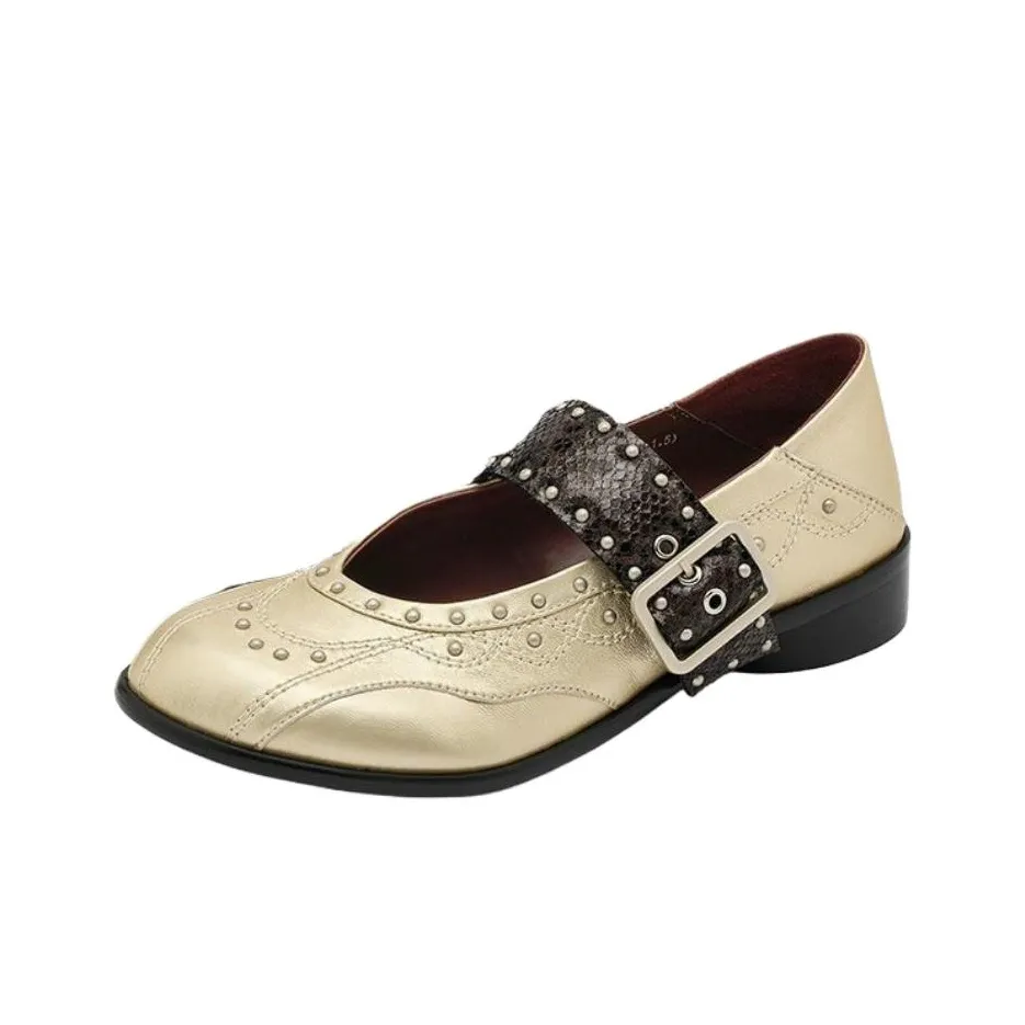 SUGARSU Грубый каблук Туфли Мэри Джейн 4CM Женские Золотые