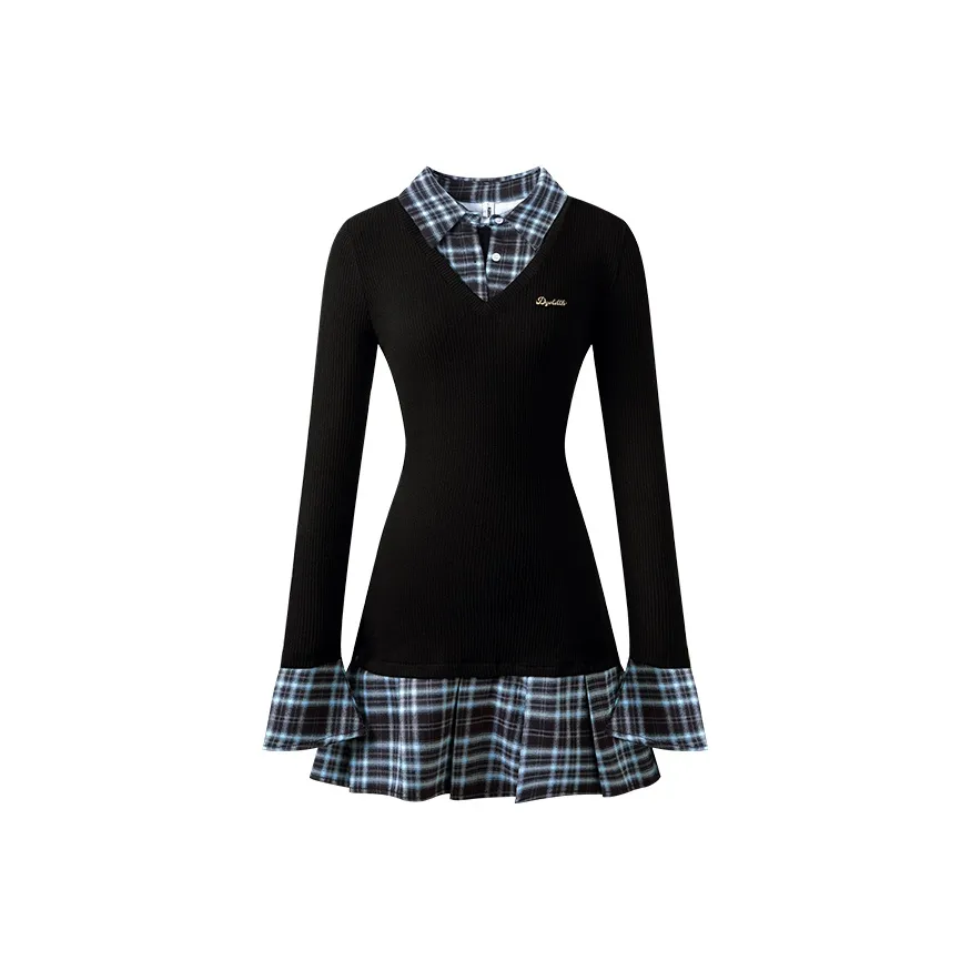 DGOLD Трикотажная ткань Длинное платье с длинными рукавами Женское