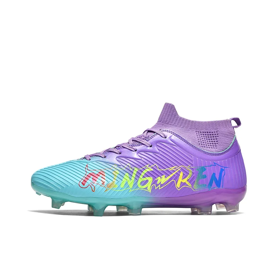 Binary Футбольные бутсы Высокие Топы Зеленые Фиолетовые Унисекс