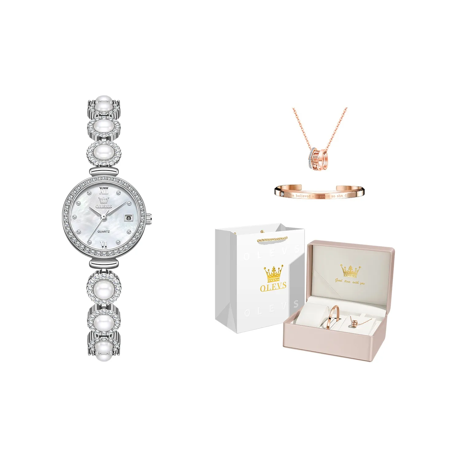 OLEVS Шар Must Answer Коллекция Кварцевый механизм Часы Женские Розовый циферблат