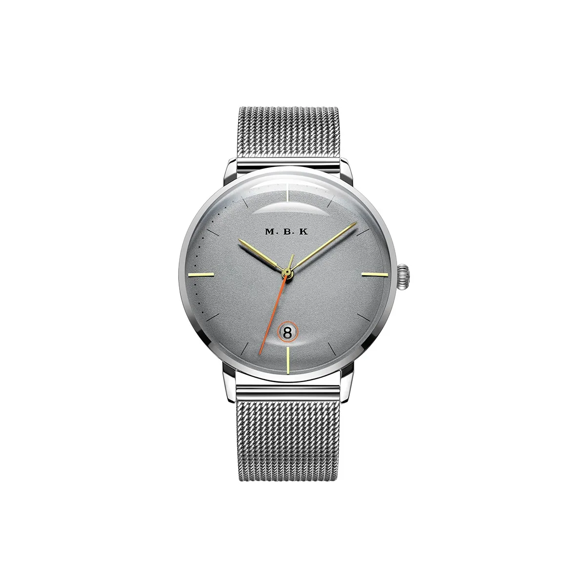 MBK Автоматический Механический Механизм Стальной Ремешок Часы Мужские Серый Циферблат