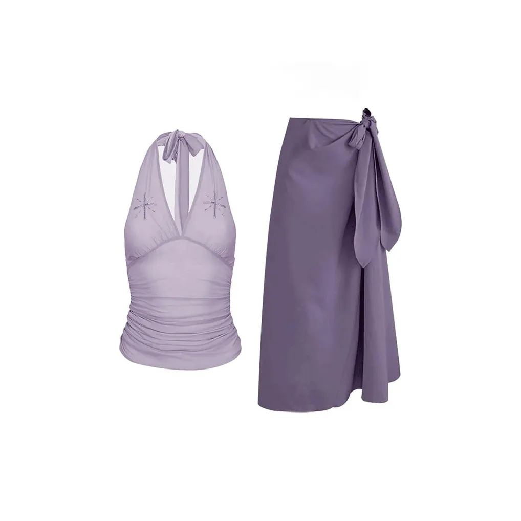 MARIE·COCO Фиолетовый Топ+Юбка Женские Комплекты с Юбкой