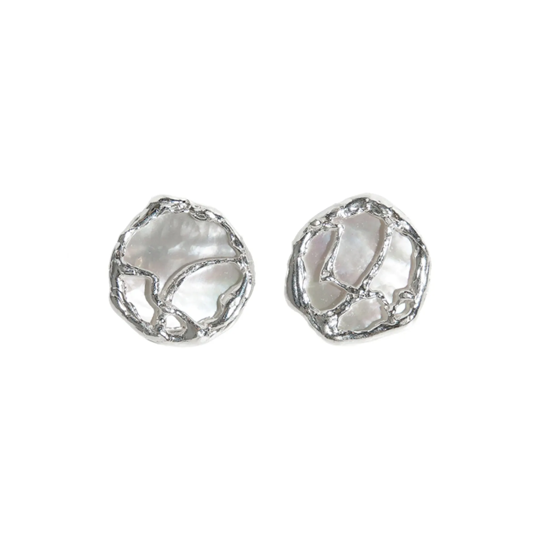 M.Wong Color Changing Mother of Pearl 925 Sterling Silver Stud Earrings Women's