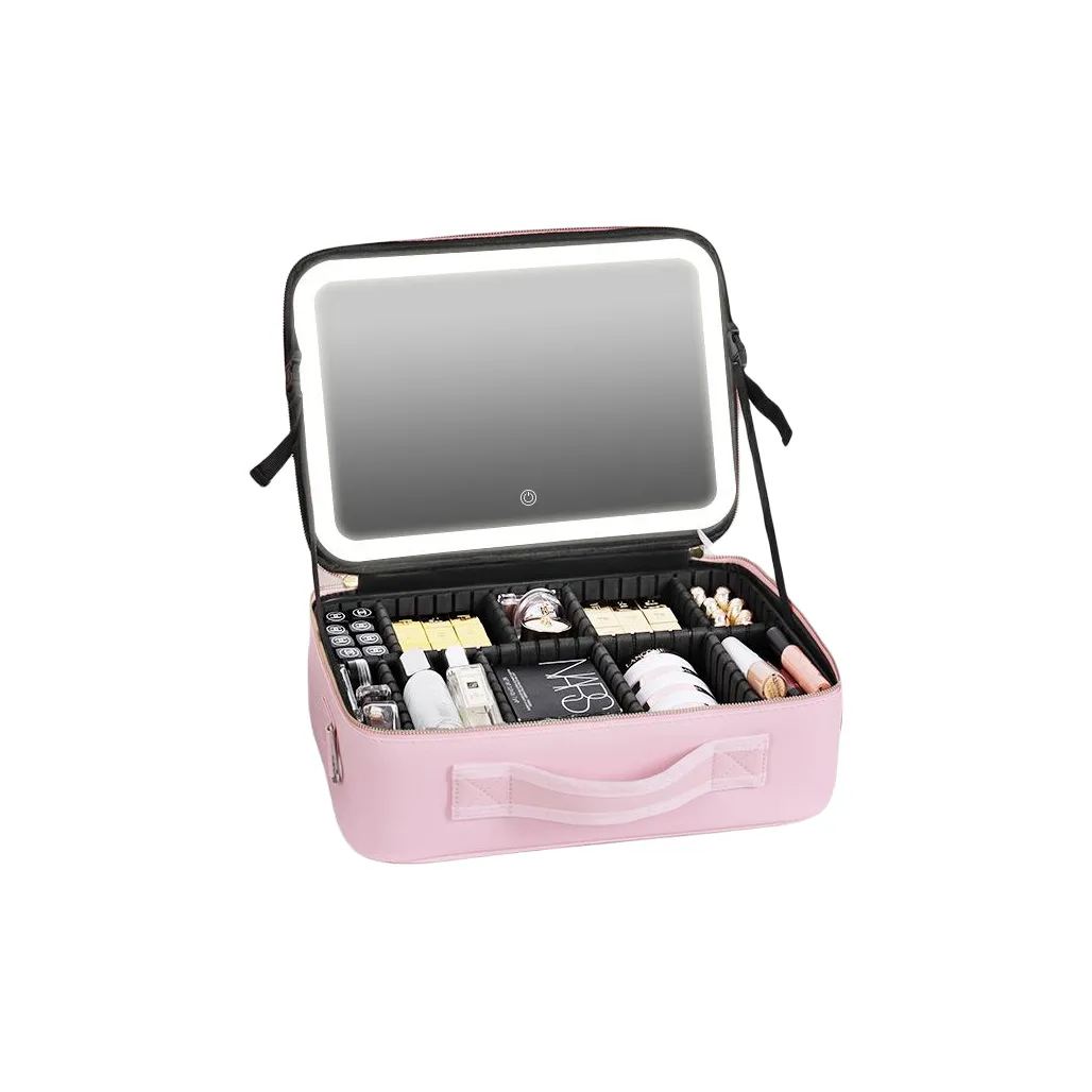 OMGD LED освещенный кейс для макияжа с зеркалом батарейка портативный большая емкость коробка для хранения портативный