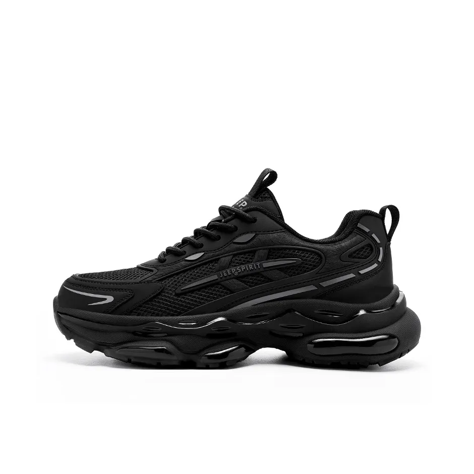 JEEP SPIRIT Black Myth Устойчивый к истиранию Дышащий Легкий Увеличивающий высоту Низкий Топ Тяжелая подошва Мужские кроссовки