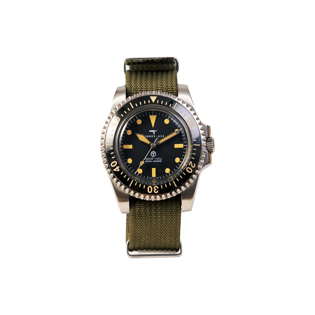 DAGGER AXE Автоматический Механический Механизм Часы NATO Нейлоновый Ремешок Унисекс Черный Циферблат