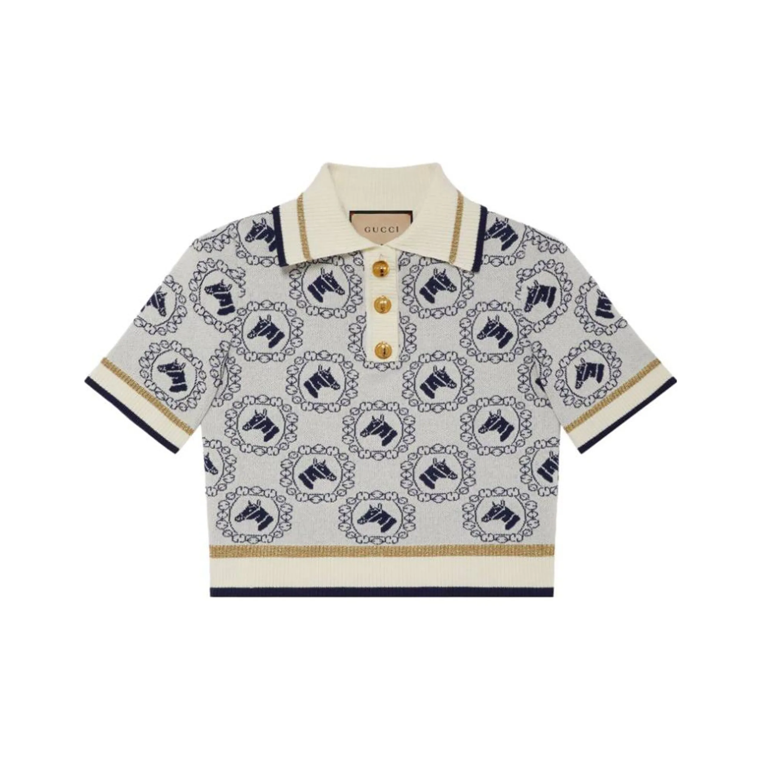 GUCCI Equestrian jacquard Polo Top