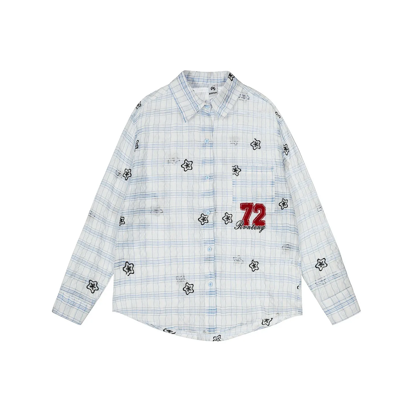 WAYHWEI Blue Unisex Shirt WAYHWEI Синий Унисекс Рубашка