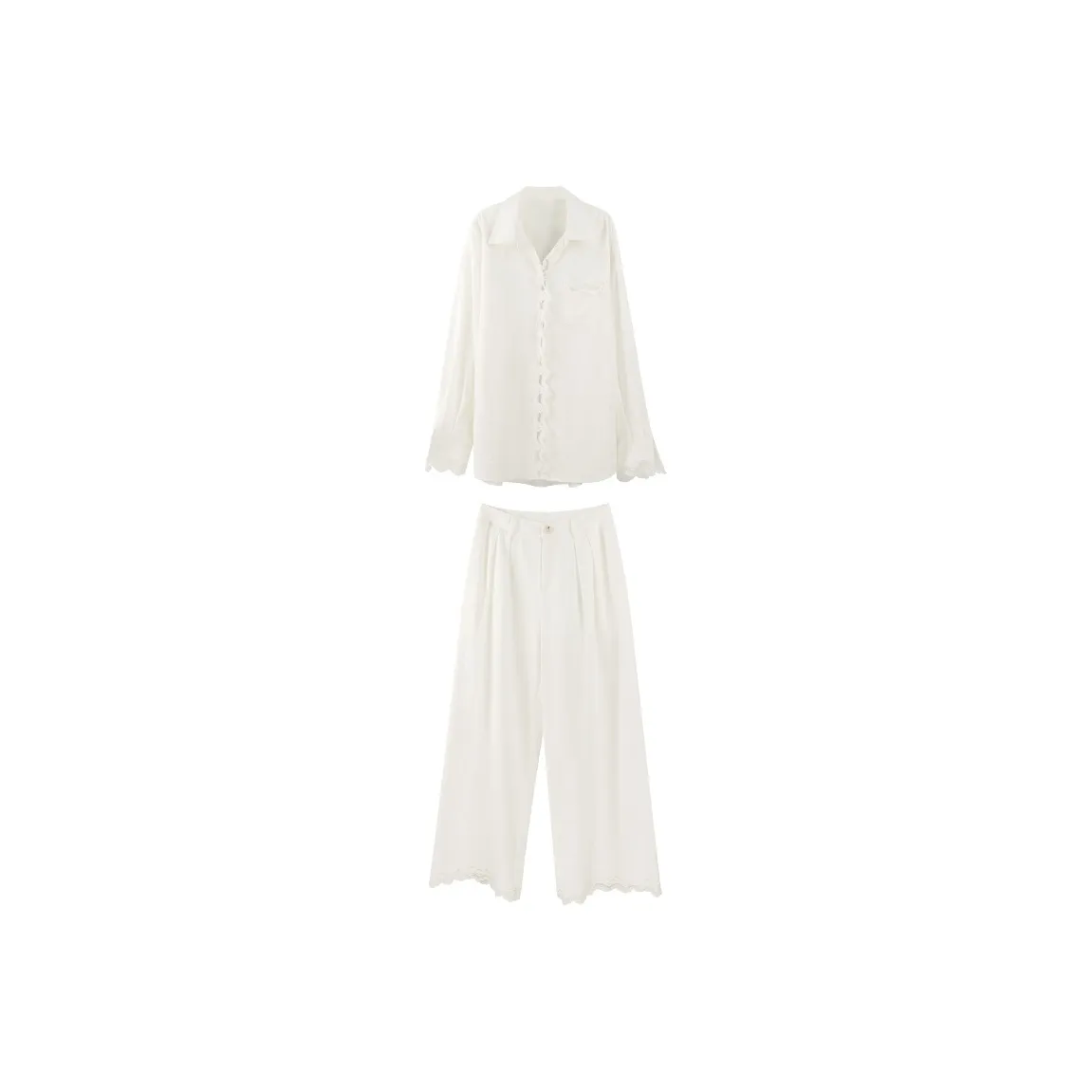 Summer Hooray Белая длинная рубашка с длинным рукавом женский верх повседневные брюки комплект одежды женский