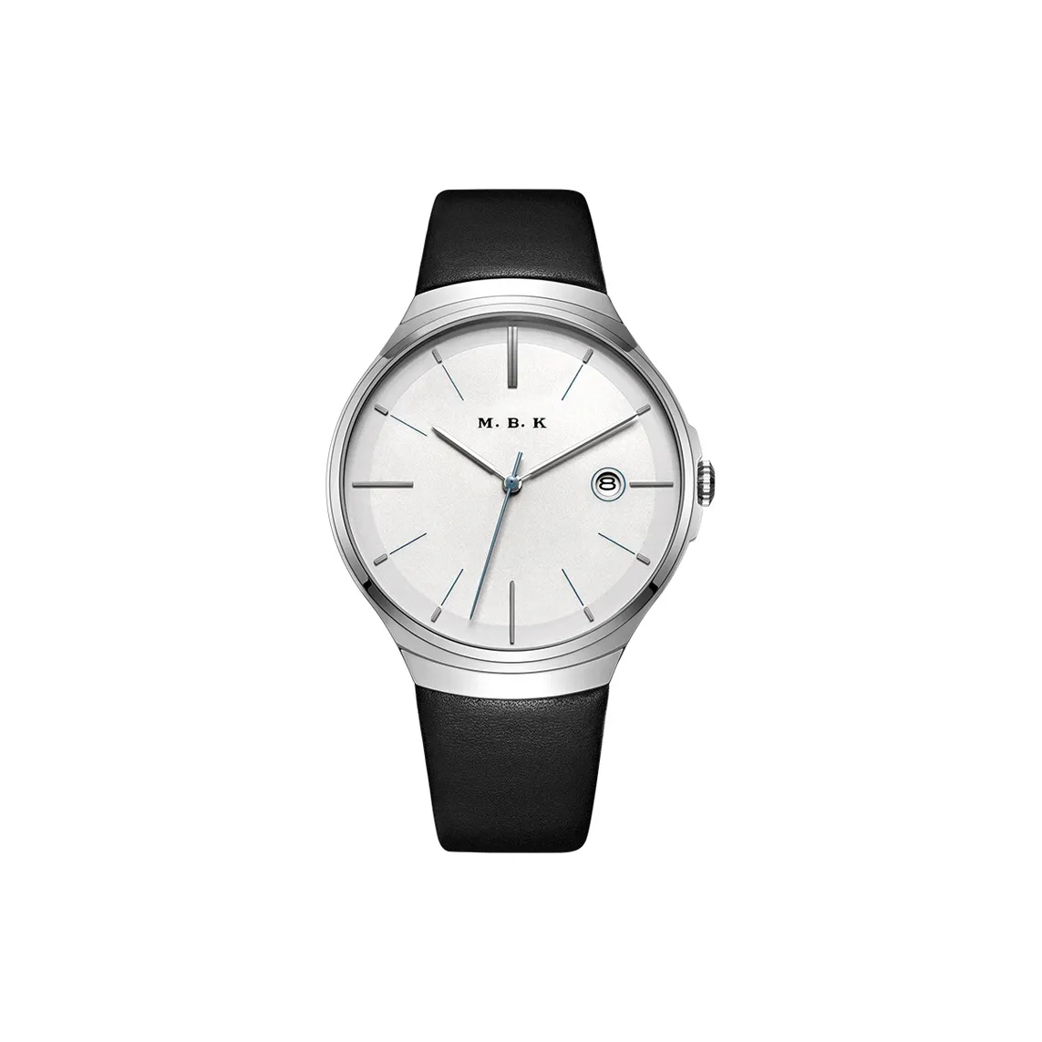 MBK Автоматический Механический Механизм Коровья Кожа Ремешок Часы Мужские Белый Циферблат