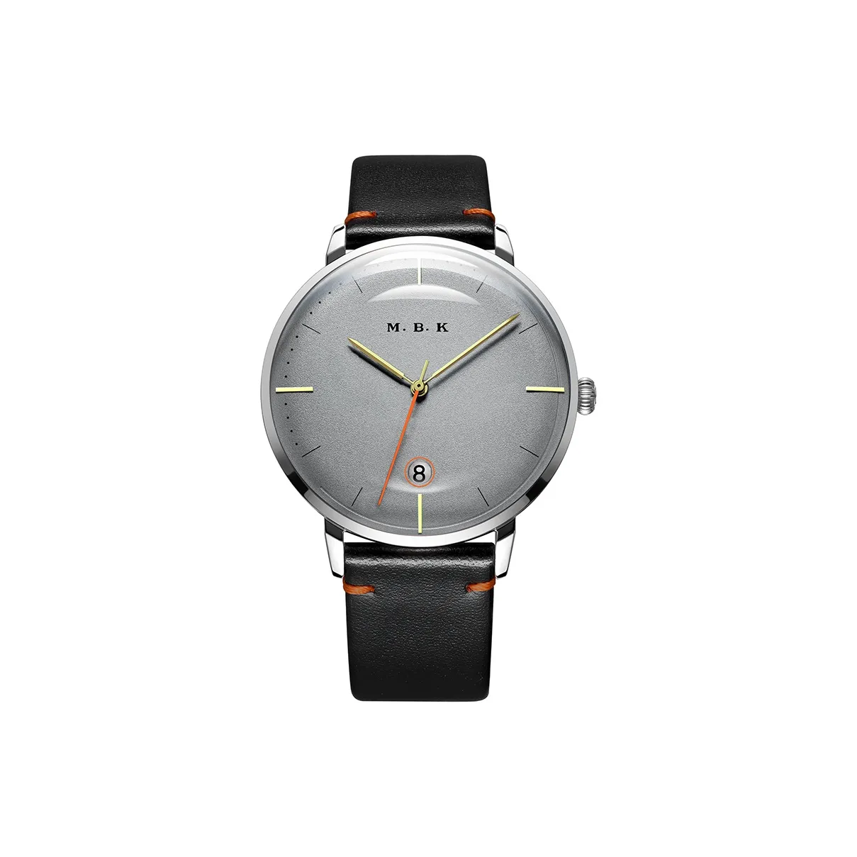 MBK Автоматический Механический Механизм Коровья Кожа Ремешок Часы Мужские Циферблат Серый
