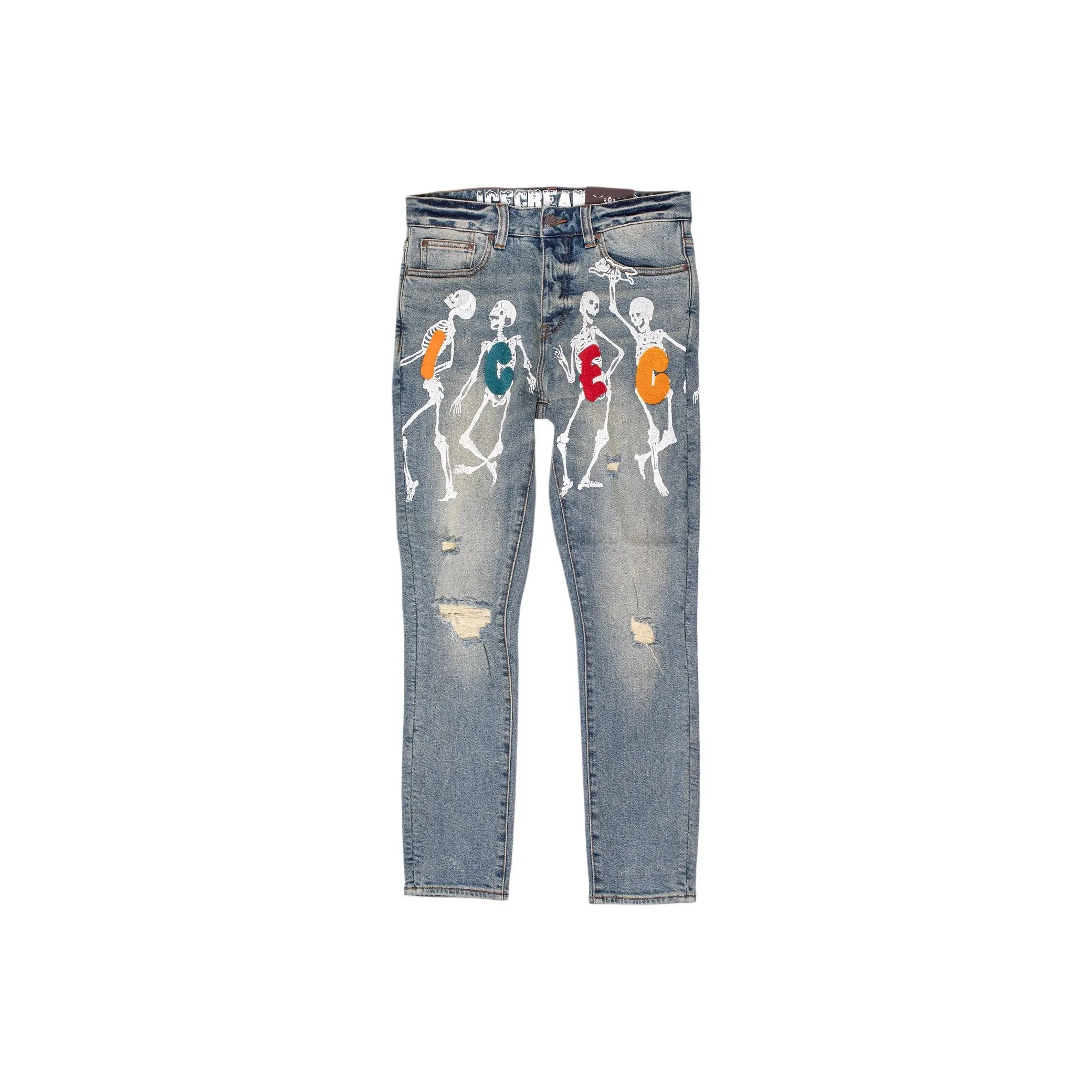 Мороженое Промытый синий Унисекс Джинсы