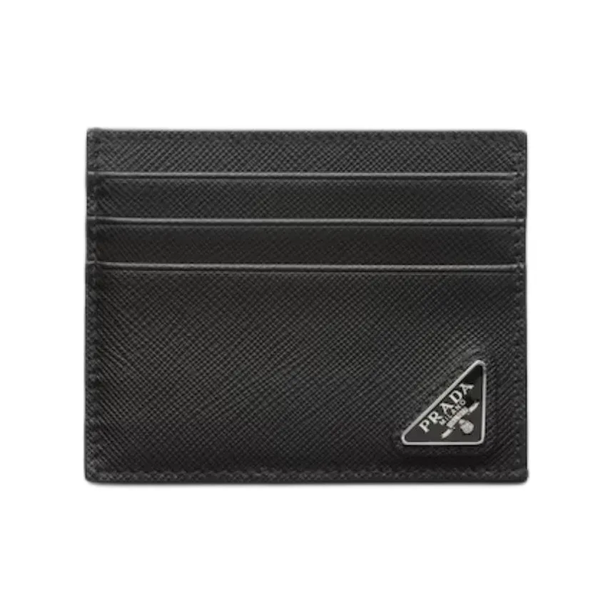 PRADA Saffiano Leather Card Holder Men's Black