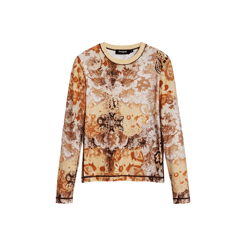 Desigual Хурма Оранжевая Женская T-Рубашка