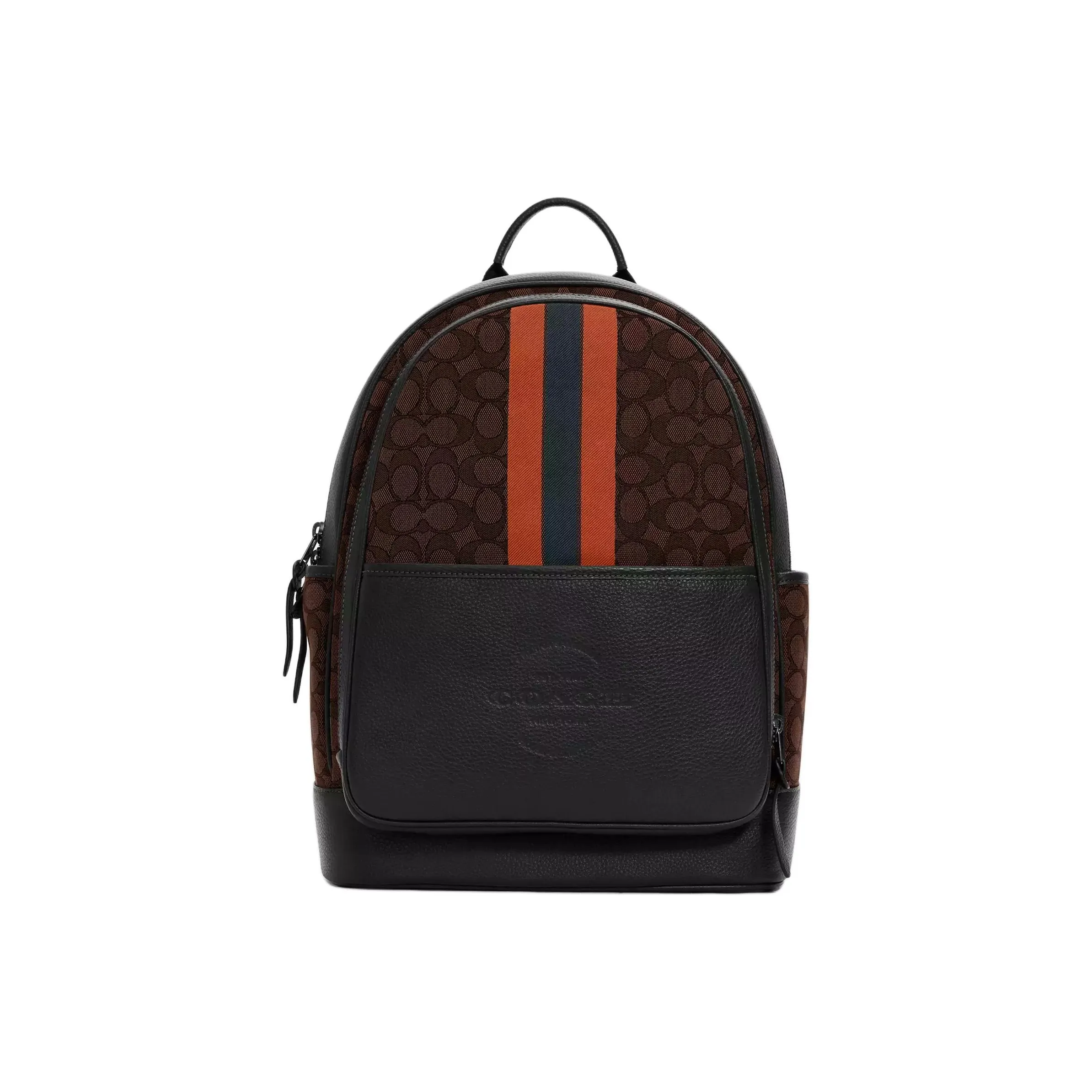 COACH Canvas Leather Backpack Medium Unisex Brown & Orange