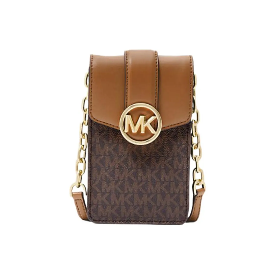MICHAEL KORS Carmen Polyester Canvas Card Holder Chain Bag With Cell Phone Pouch Regular Women's Brown