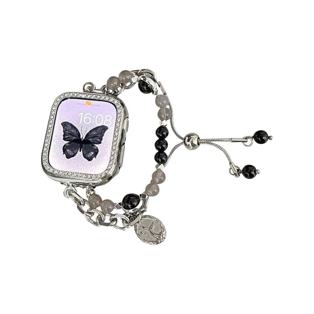 Trendy Wrist Ремень Apple Совместимость Металл Бусины Жемчужный Материал