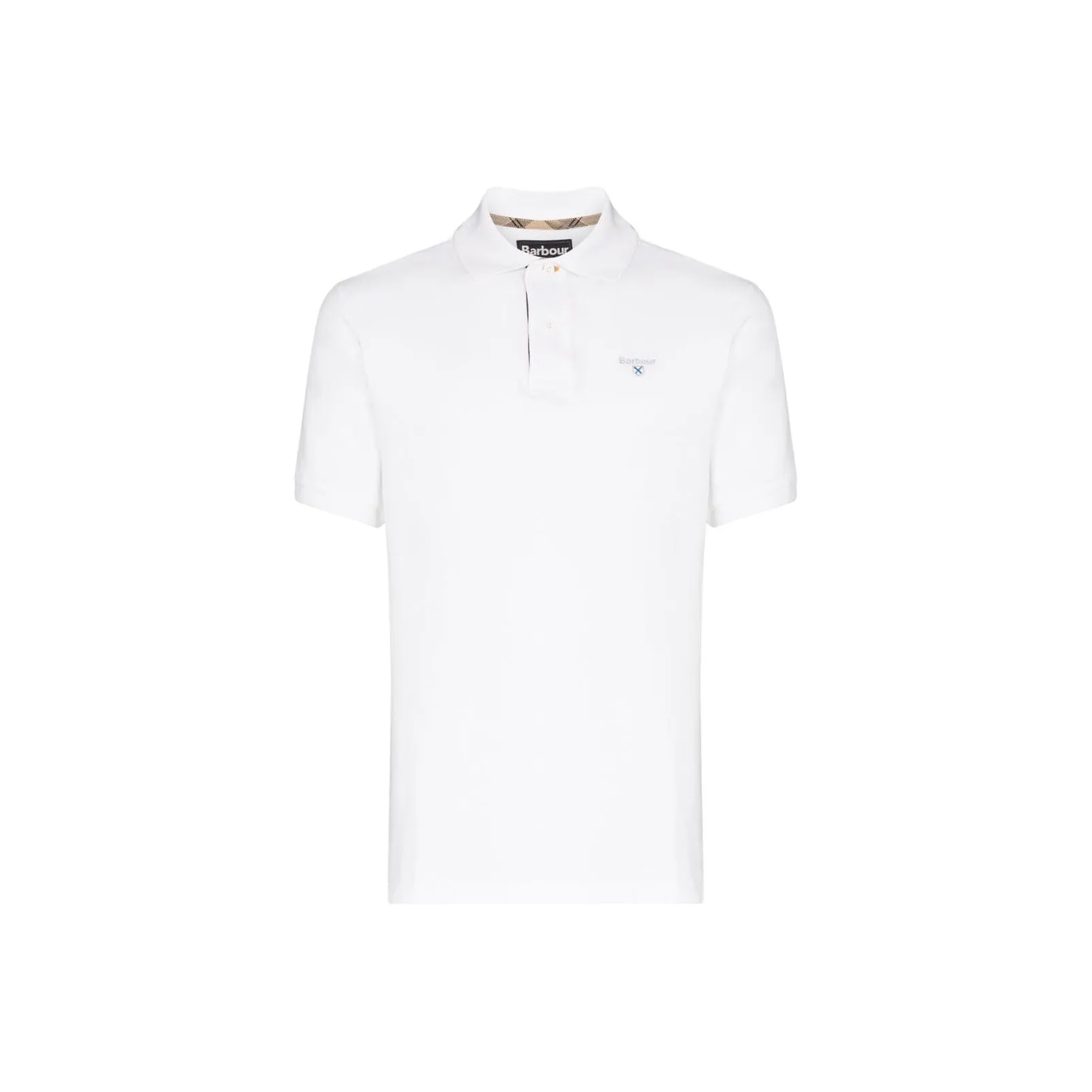 BARBOUR Tartan Trim Cotton Piqué Polo Shirt